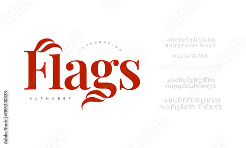 Flags typography beauty fashion elegant minimalist serif italic fonts decorative wedding vintage retro logos. Minimal luxury font alphabet logo. Vector illustration