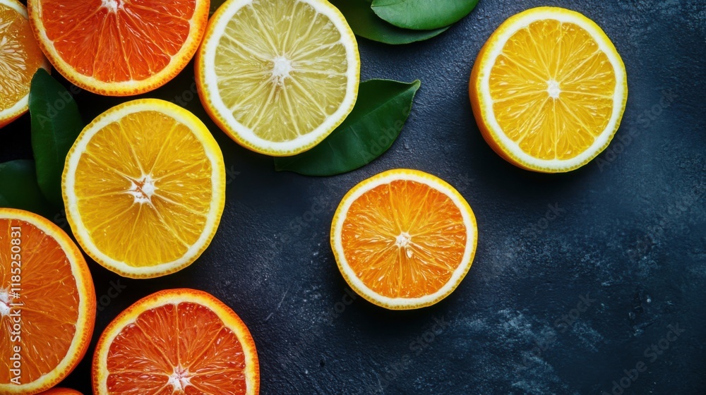 Obraz premium a group of oranges cut in half on a table