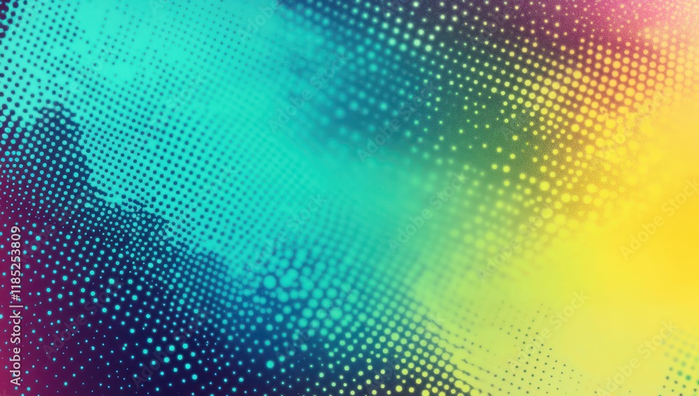 Teal and Yellow Abstract Background with Halftone Dots in Minimalistic Style Teal and Yellow Abstract Background with Halftone Dots in Minimalistic Style