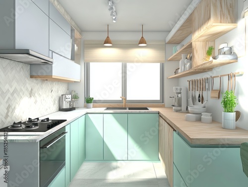 Modern Mint Green Kitchen D...
