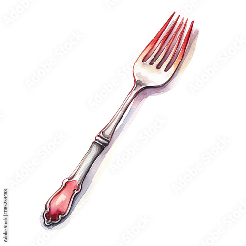 Watercolor Fork Illustration photo