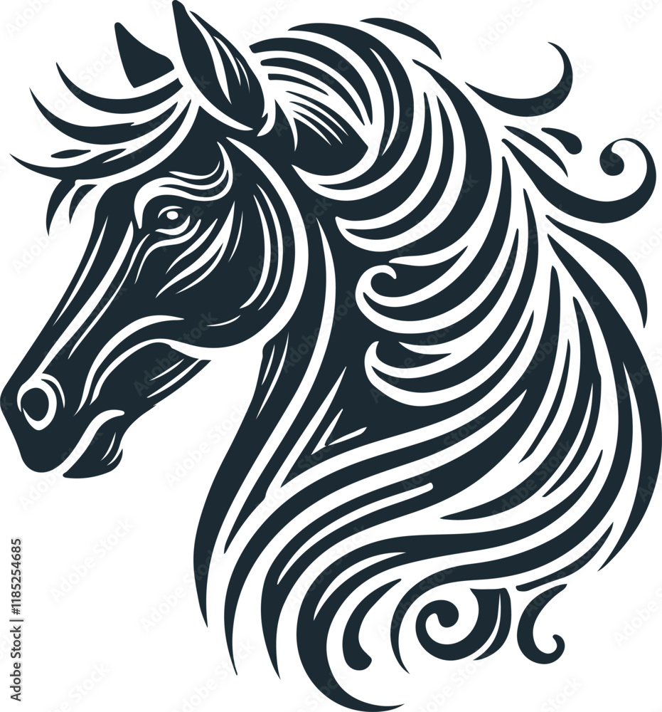 custom made wallpaper toronto digitalHorse Head Silhouette Vector On White Background eps 10