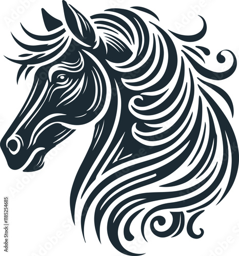 Horse Head Silhouette Vector On White Background eps 10