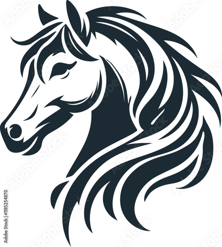 Horse Head Silhouette Vector On White Background eps 10