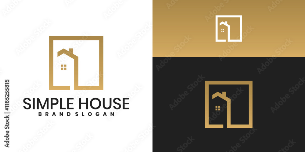 Simple house logo with creative modern line concept Simple house logo with creative modern line concept