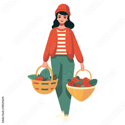 Woman Carrying Baskets photo