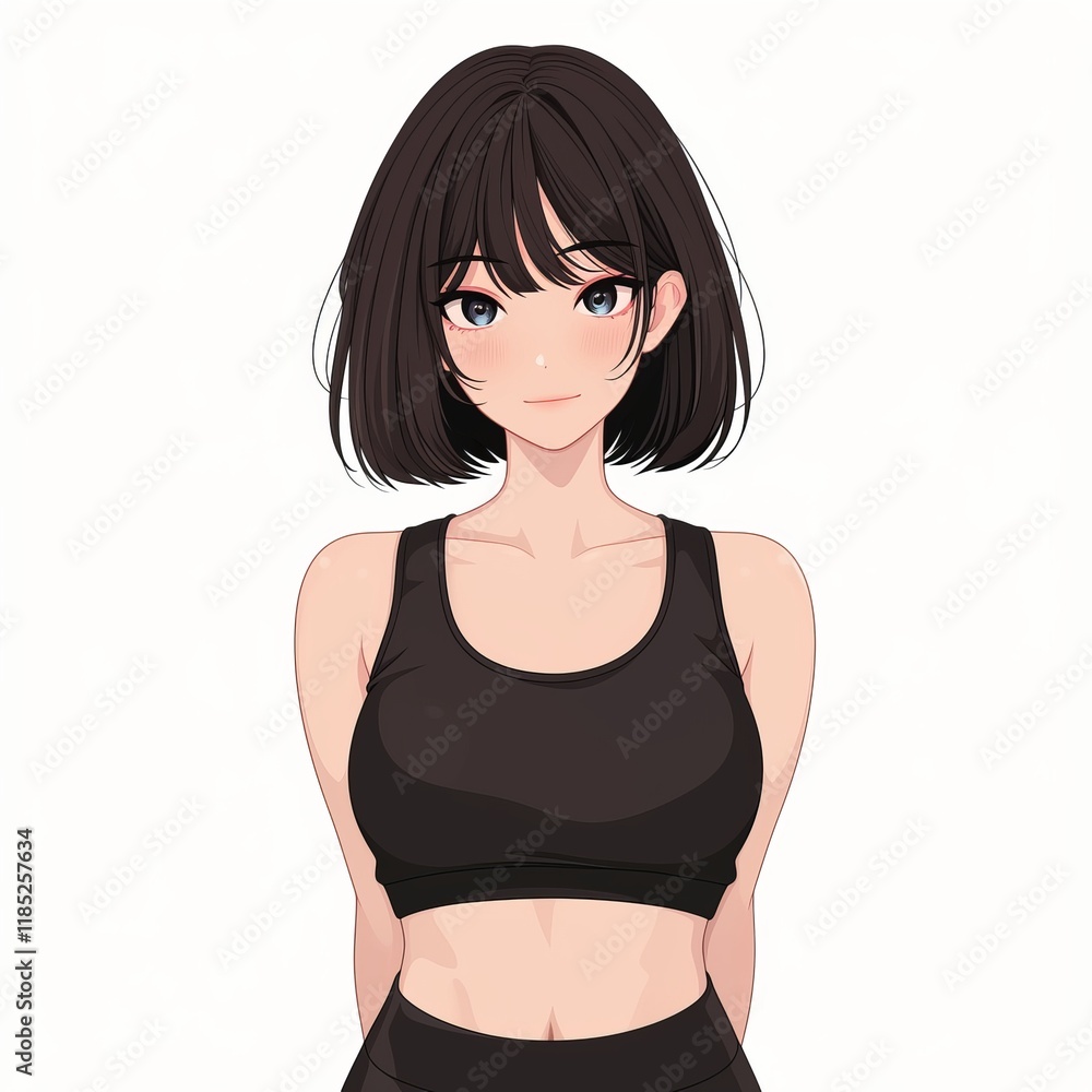 Beautiful Girl in Athletic Outfit Illustration Generative AI Beautiful Girl in Athletic Outfit Illustration Generative AI