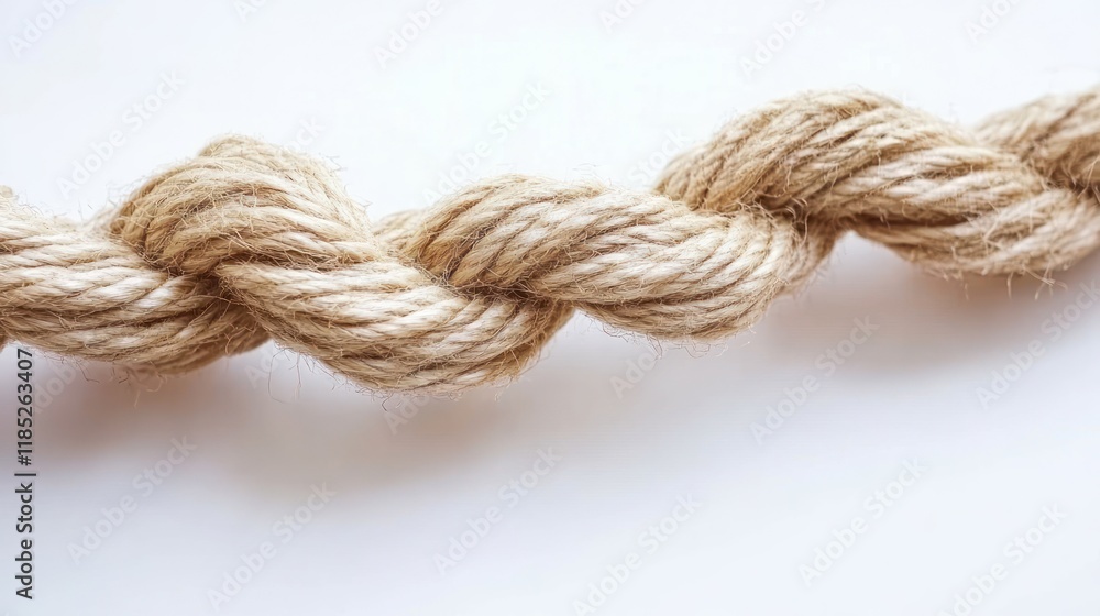 Twisted Natural Fiber Rope Close-Up on White Background Showcasing Textures and Organic Forms Twisted Natural Fiber Rope Close-Up on White Background Showcasing Textures and Organic Forms