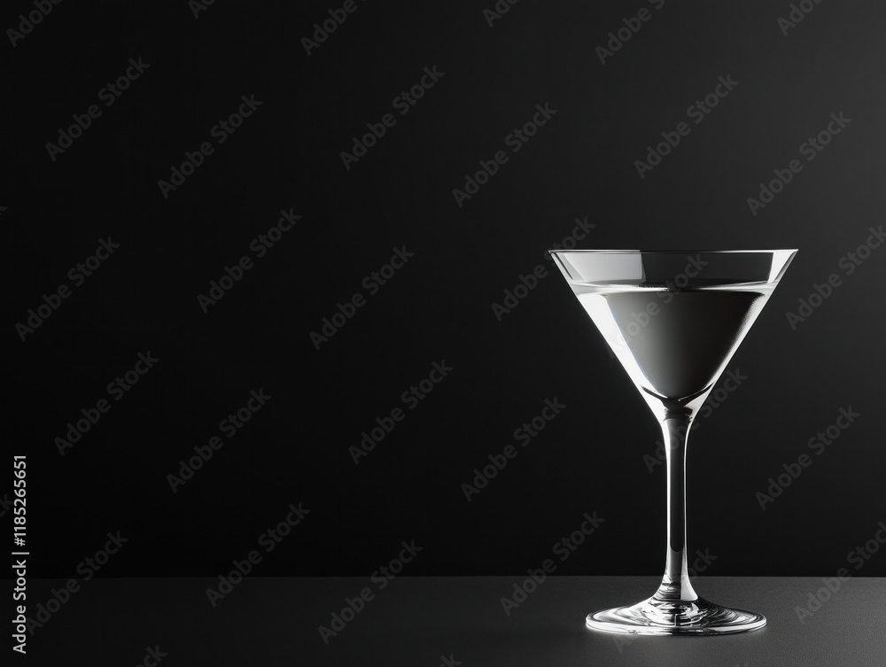 Elegant Silhouette of a Martini Glass Set Against a Striking Black Background Elegant Silhouette of a Martini Glass Set Against a Striking Black Background