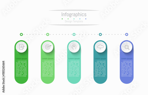 Infographic 5 options design elements for your business data. Vector Illustration.