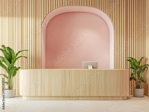 Modern Wooden Reception Des...