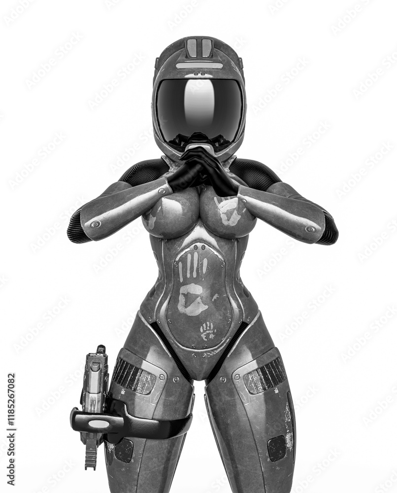 coolest astronaut girl is ready to explore all around in white background coolest astronaut girl is ready to explore all around in white background