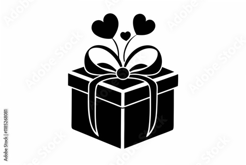  valentine gift box silhouette vector illustration