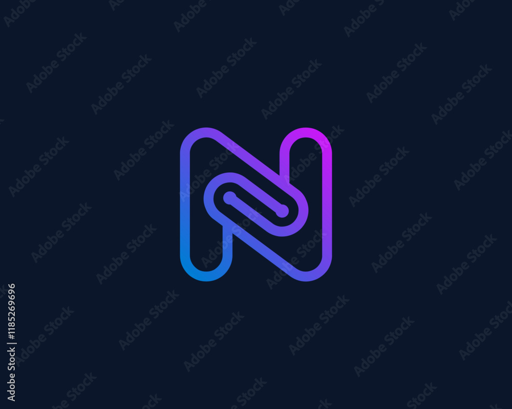 Abstract N letter technology logo Abstract N letter technology logo