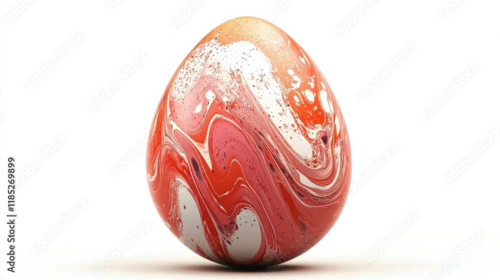 a red and white marbled egg on a white surface a red and white marbled egg on a white surface