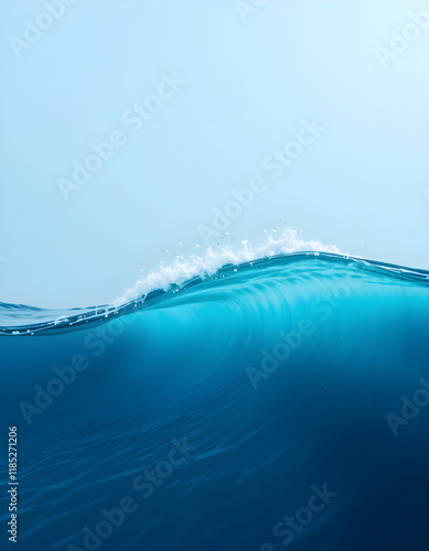 Minimalist Blue Ocean Wave with Turquoise Gradients
