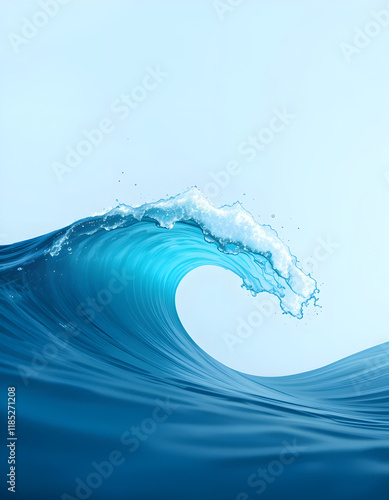Minimalist Blue Ocean Wave with Turquoise Gradients