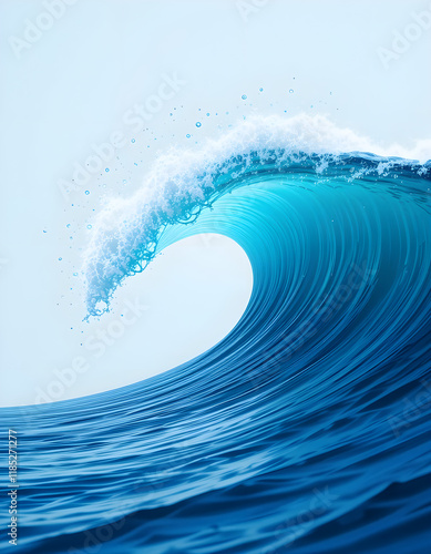 Minimalist Blue Ocean Wave with Turquoise Gradients