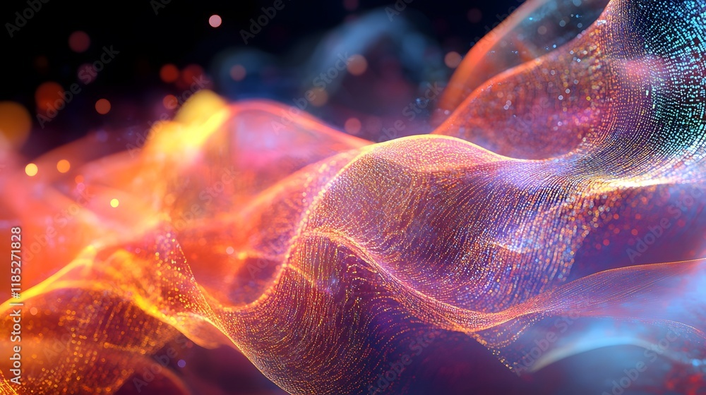 Fototapeta premium Abstract Colorful Wave of Light Particles
