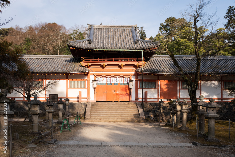Beautiful Japanese temple surrounded by nature in the city of Nara in Japan Beautiful Japanese temple surrounded by nature in the city of Nara in Japan