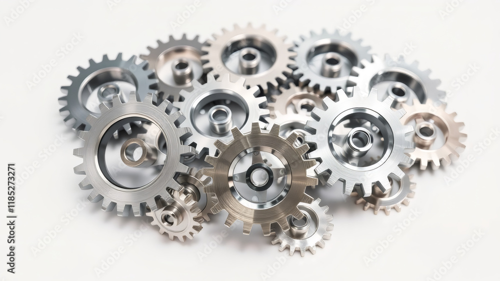 Mechanical Gears on White Background Mechanical Gears on White Background