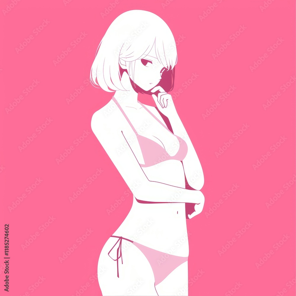 Stunning Beauty in Pink Swimsuit Generative AI Stunning Beauty in Pink Swimsuit Generative AI