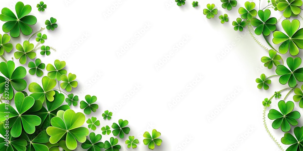 Green Shamrock Border with Blank White Layout for St. Patrick's Day Celebrations, Invitations, and Greetings Green Shamrock Border with Blank White Layout for St. Patrick's Day Celebrations, Invitations, and Greetings