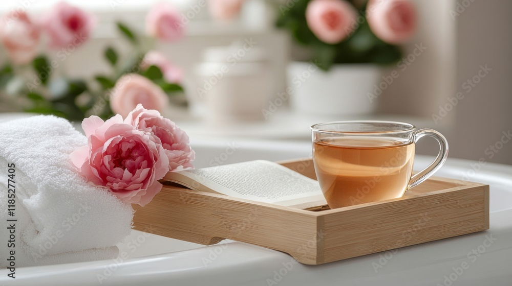 Relaxing Bath with Tea and Roses Relaxing Bath with Tea and Roses