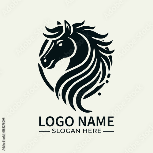 Beautiful Horse Hair Logo Design, Elegant Horse Mane Logo, Horse with Flowing Mane Logo, Equine Beauty Logo, Majestic Horse Logo