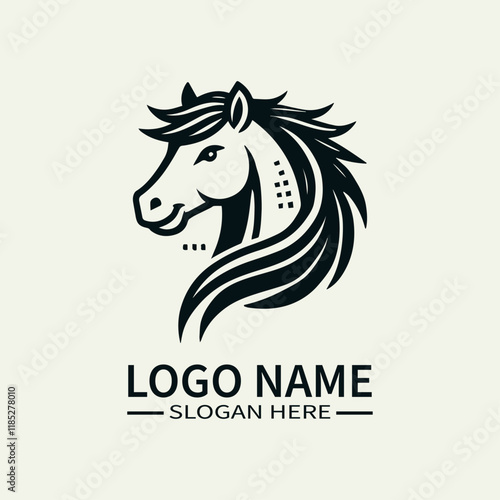 Beautiful Horse Hair Logo Design, Elegant Horse Mane Logo, Horse with Flowing Mane Logo, Equine Beauty Logo, Majestic Horse Logo