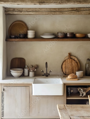 Rustic Kitchen Design Featuring a Farmhouse Sink and Wooden Accents