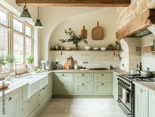 Rustic Farmhouse Kitchen Wi...