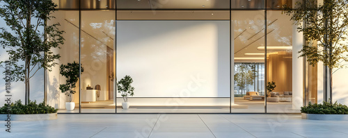 Modern building lobby blank sign, outdoor