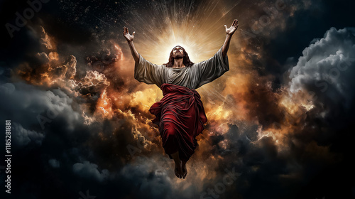 Wallpaper Mural Ascension of Jesus Surrounded by Radiant Light Torontodigital.ca