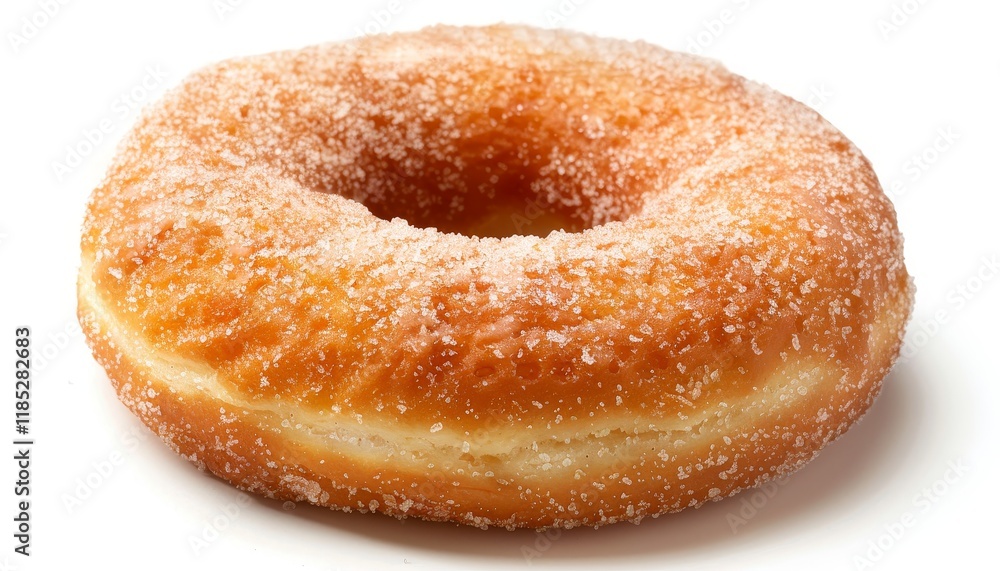 A single, freshly baked sugar donut, isolated on a white background. A single, freshly baked sugar donut, isolated on a white background.