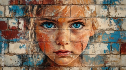 Wallpaper Mural Social canvas, street art displayed on a brick wall, representing marginalized voices, embracing urban culture, using creative expression to address social justice issues, inspire collective change. Torontodigital.ca