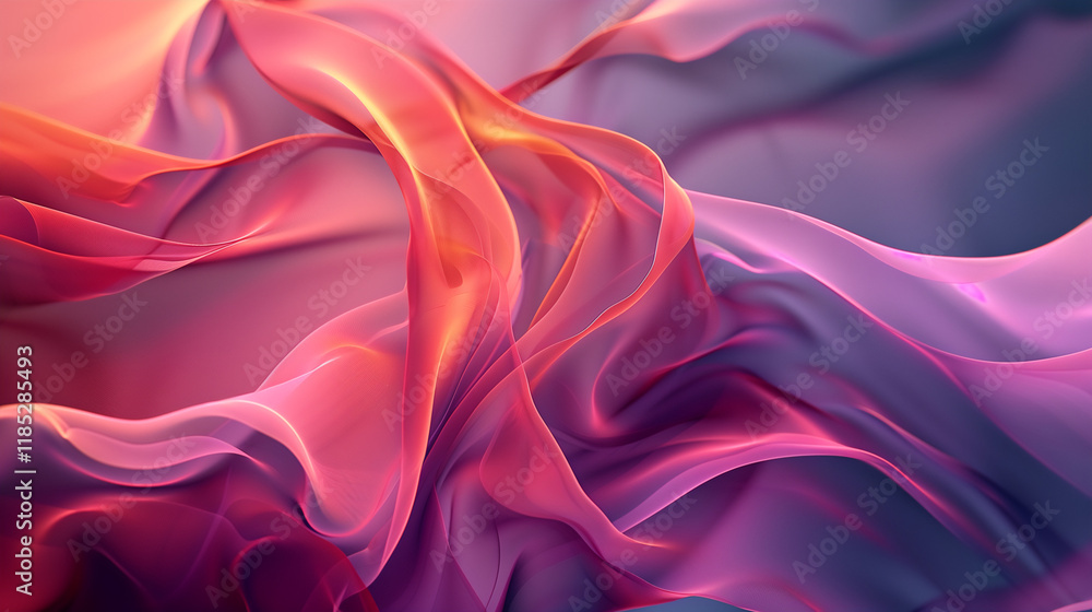 Obraz premium Vibrant Abstract Flowing Fabric with Colorful Waves in Digital Illustration for Design Backgrounds