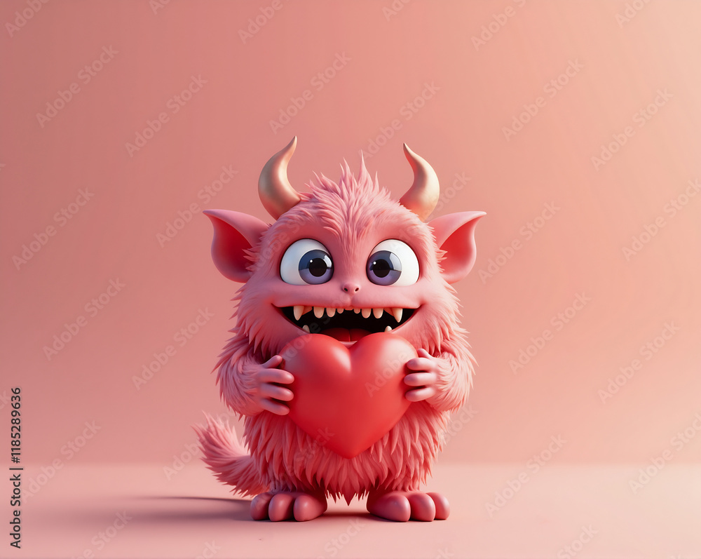 Cute liitle monster is eating the heart Cute liitle monster is eating the heart