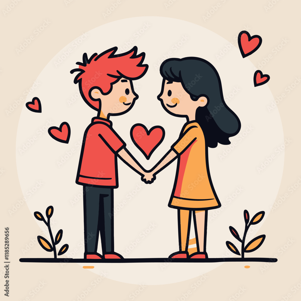 Valentines day couple illustration cute Valentines day couple illustration cute
