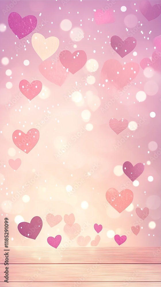 Dreamy Pastel Background with Elegant Heart Ornaments Dreamy Pastel Background with Elegant Heart Ornaments
