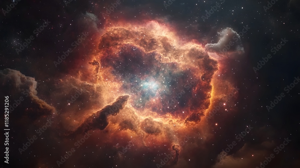 Fiery Nebula Cosmic Clouds Starry Expanse Fiery Nebula Cosmic Clouds Starry Expanse