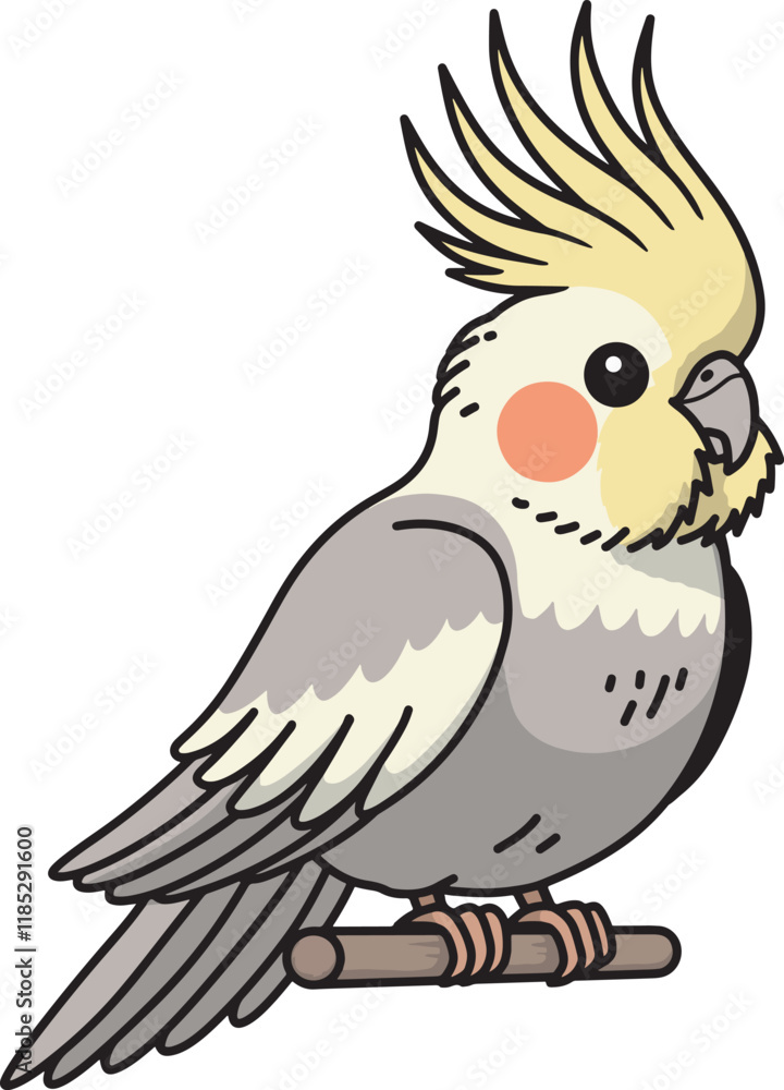 Obraz premium Cute cockatiel cartoon illustration design art