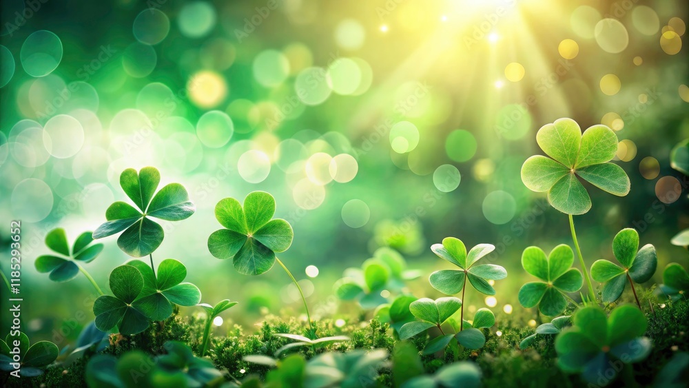 Subtle Irish Clover Bokeh Background for Text Addition, Green Nature Aesthetic, St. Patrick's Day Inspired, Soft Focus Floral Design, Perfect for Invitations and Greeting Cards Subtle Irish Clover Bokeh Background for Text Addition, Green Nature Aesthetic, St. Patrick's Day Inspired, Soft Focus Floral Design, Perfect for Invitations and Greeting Cards