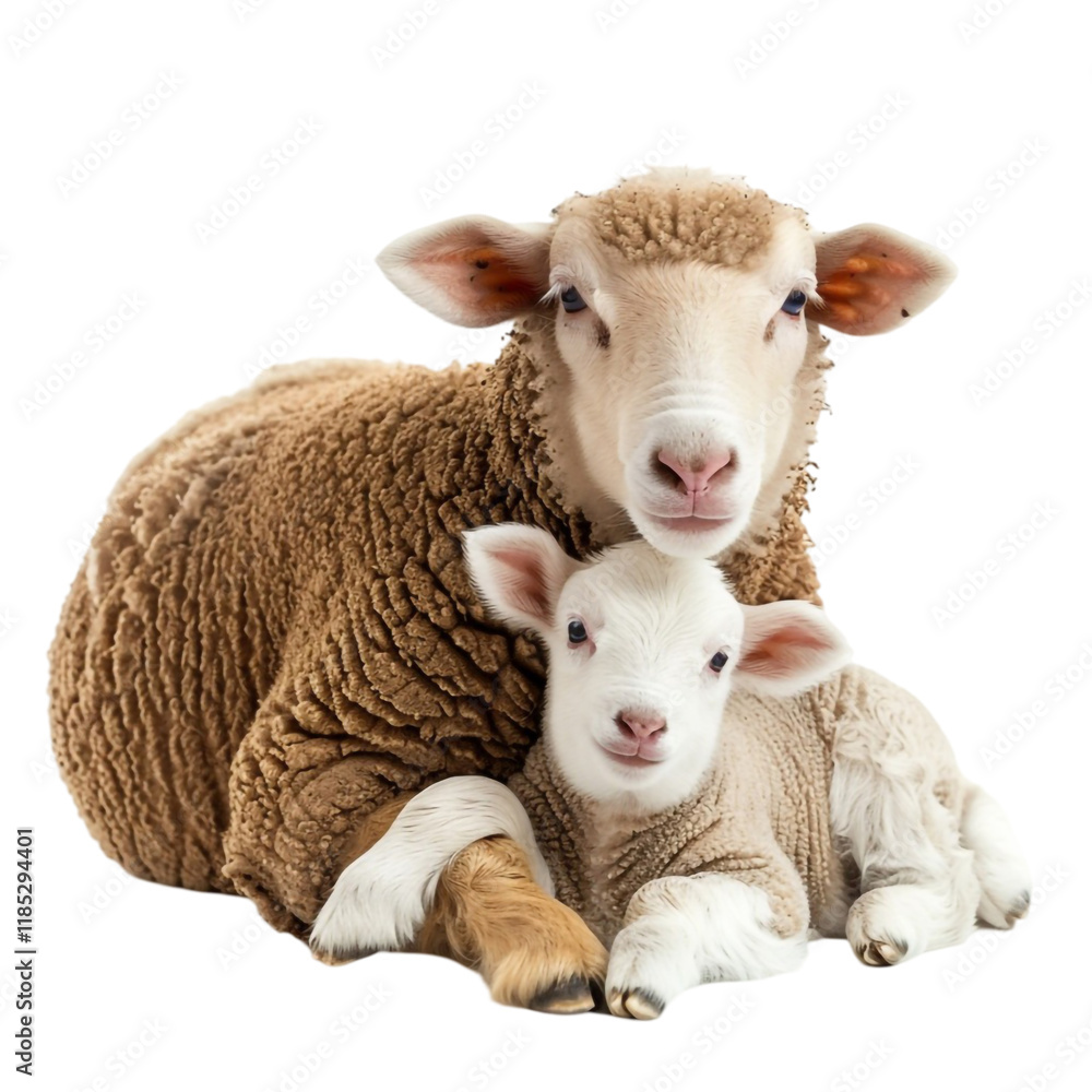 Fototapeta premium Cow and Calf Isolated on Transparent Background