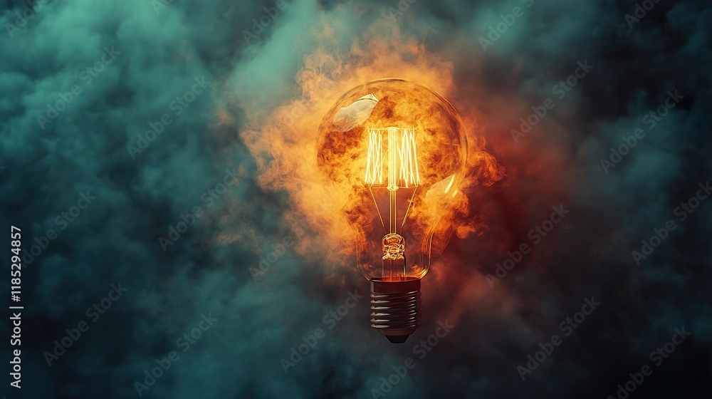 Fiery Lightbulb: A Symbol of Bright Ideas and Inspiration Fiery Lightbulb: A Symbol of Bright Ideas and Inspiration