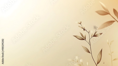 Delicate Brown Floral Design On Beige Background