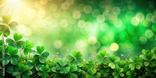 Text-Ready Holiday Background with Clover Decor for Celebrations, Greenery, and Nature Themes, Perfect for St. Patrick's Day, Spring Events, and Seasonal Greetings photo