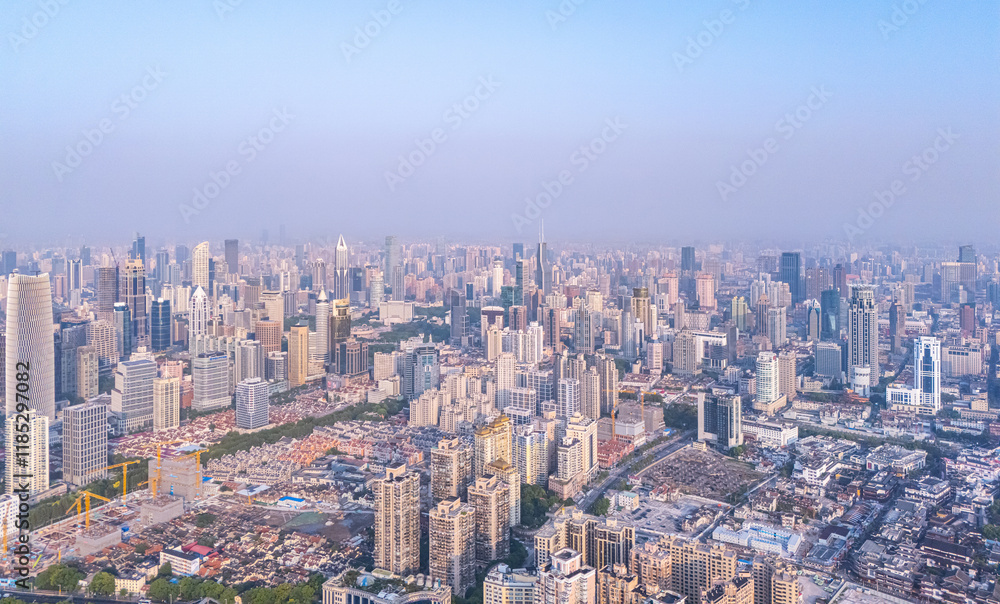 Aerial view of the Bund in Shanghai Aerial view of the Bund in Shanghai