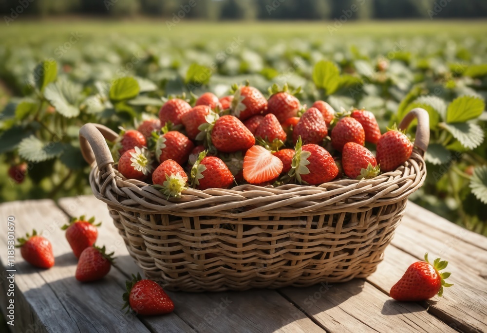Freshly Picked Strawberries in a Basket Freshly Picked Strawberries in a Basket