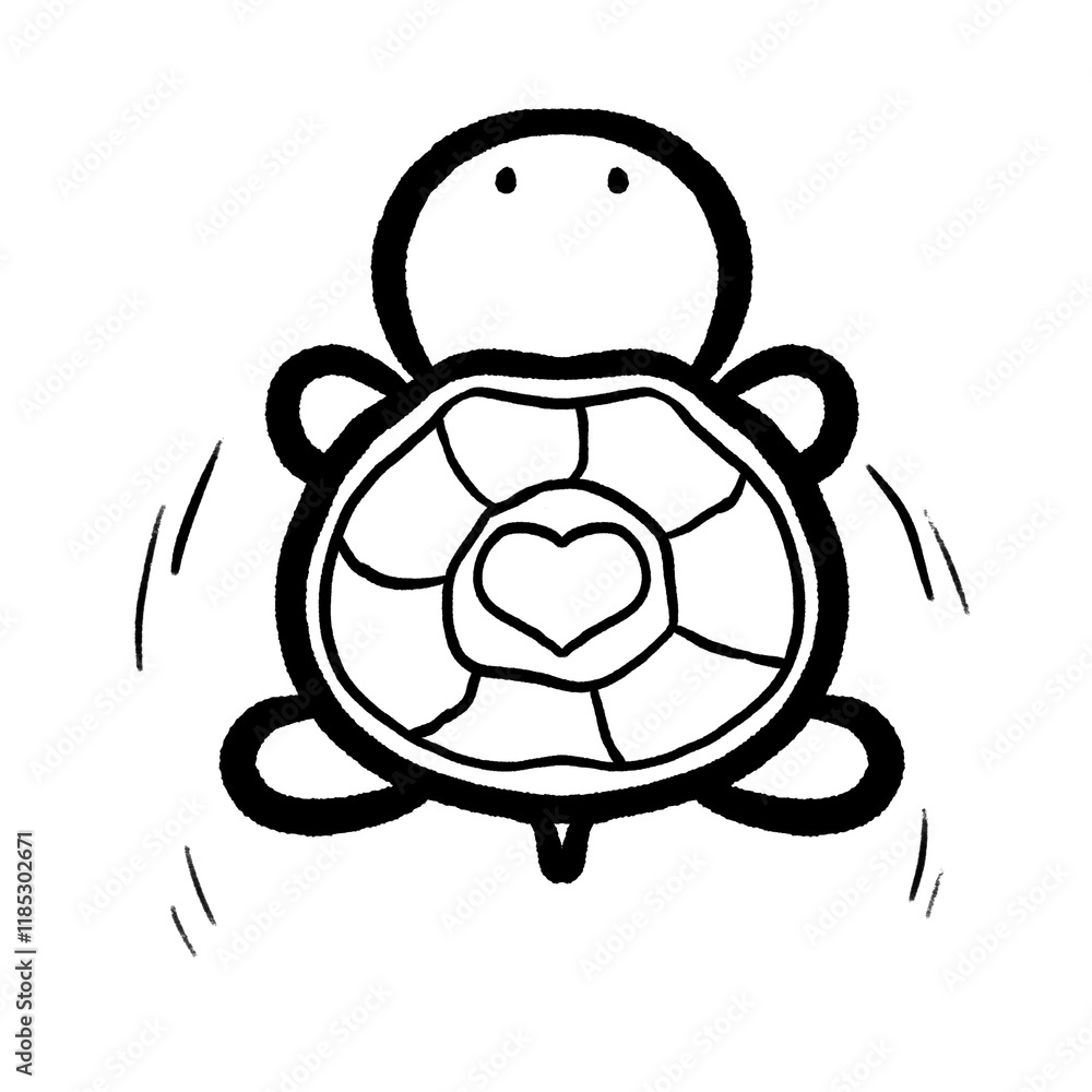 Cartoon turtle swimming outline illustration, cute turtle doodle drawing Cartoon turtle swimming outline illustration, cute turtle doodle drawing